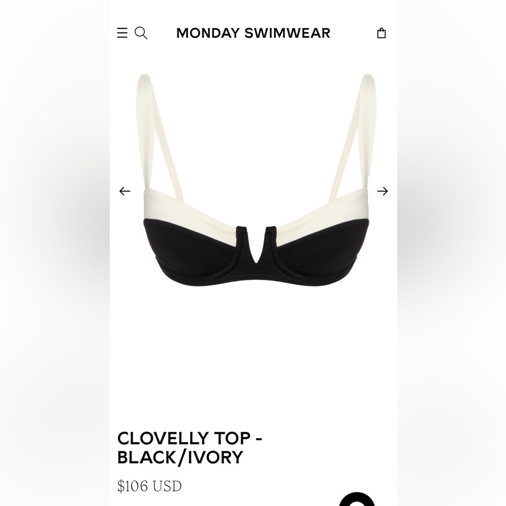 Clovelly top in black and ivory Monday swim brand